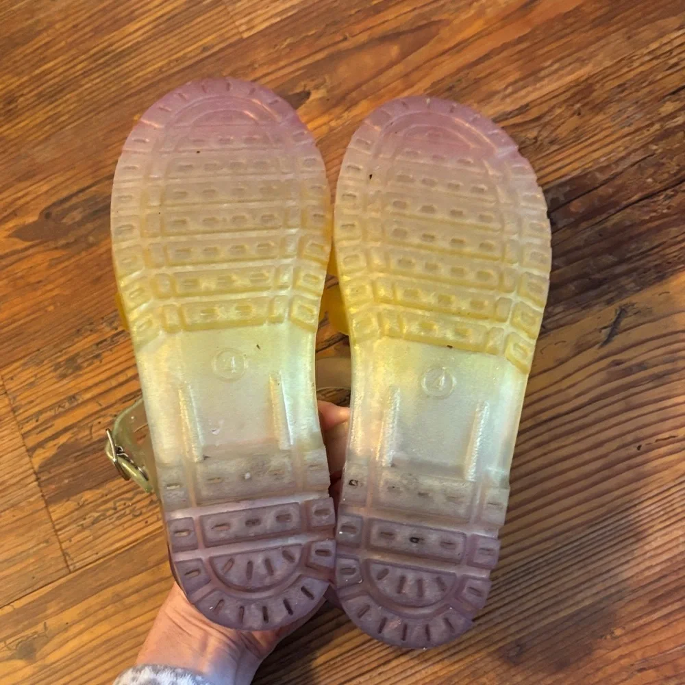 Cat & Jack Translucent Multi Color Jelly Sandals with Yellow and Pink